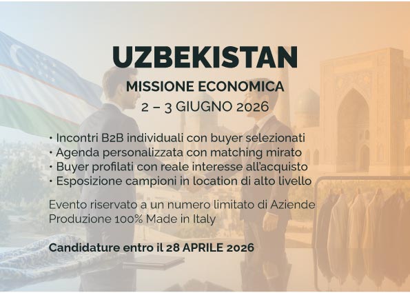 Corea del Sud, Private B2B Showroom Online, 26–27 Maggio 2026. Incontri B2B virtuali con buyer coreani selezionati, agenda personalizzata con matching mirato, buyer profilati con reale interesse all’acquisto, esposizione campioni. Evento riservato a un numero limitato di Aziende. Produzione 100% Made in Italy. Candidature entro il 26 marzo 2026.